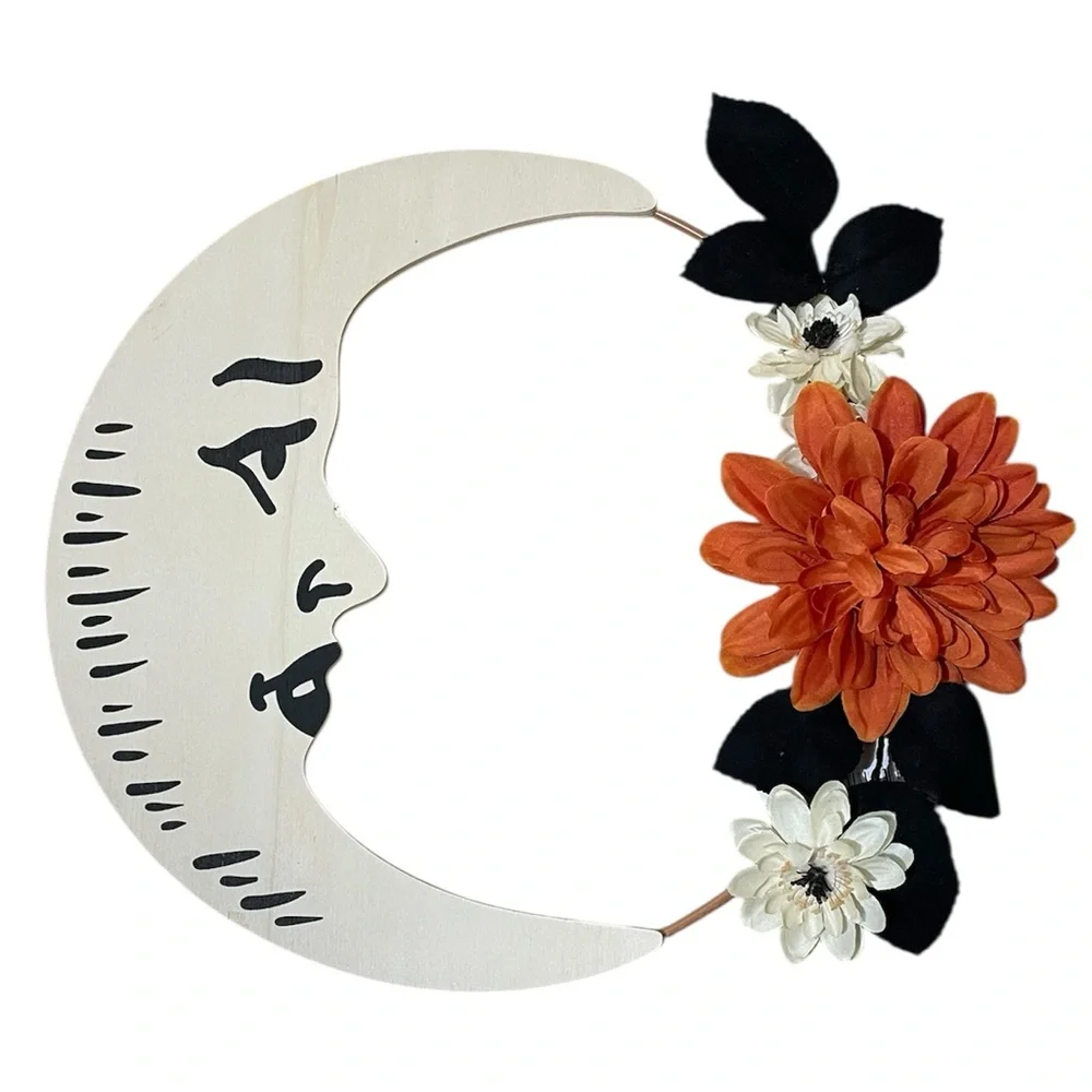 Target Wooden Crescent Moon Floral Wreath - Picture 1 of 11